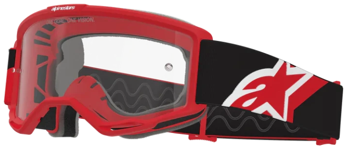 ALPINESTARS VISION RED BLACK WHITE CLEAR LENS OTG GOGGLES