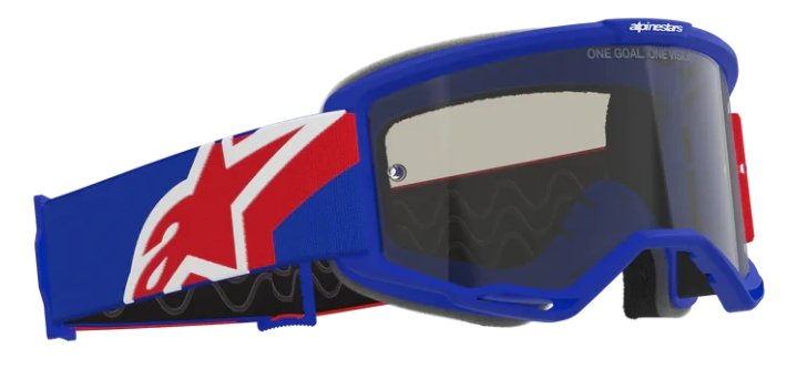 ALPINESTARS VISION SAND BLUE RED WHITE DARK SMOKE LENS GOGGLES