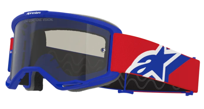 ALPINESTARS VISION SAND BLUE RED WHITE DARK SMOKE LENS GOGGLES