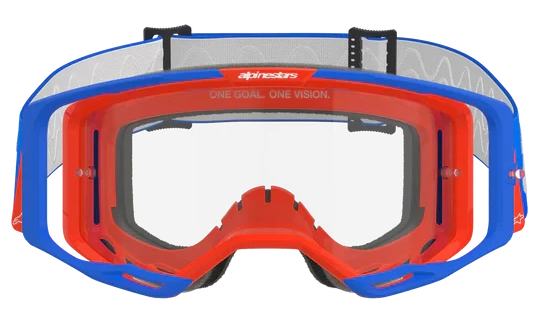 ALPINESTARS VISION 8 WORDMARK BLUE ORANGE CLEAR LENS GOGGLES
