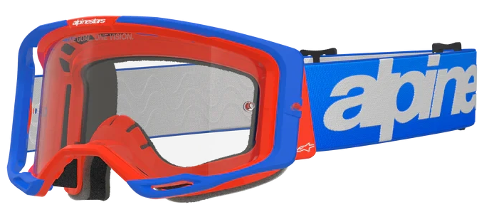 ALPINESTARS VISION 8 WORDMARK BLUE ORANGE CLEAR LENS GOGGLES