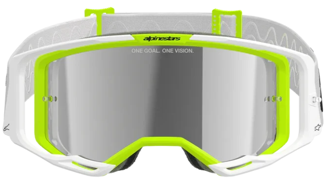 ALPINESTARS VISION 8 WORDMARK WHITE YELLOW FLUO MIRROR SILVER LENS GOGGLES