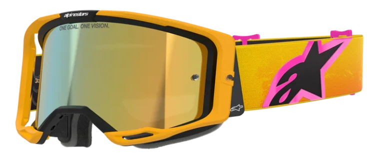 ALPINESTARS VISION 8 CORP ORANGE YELLOW PINK MIRROR GOLD LENS GOGGLES