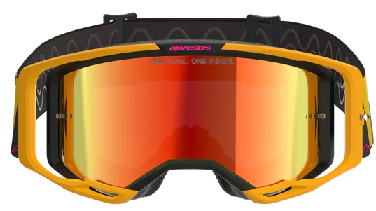 ALPINESTARS VISION 8 CORP YELLOW PINK MIRROR RED LENS GOGGLES