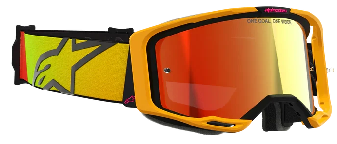 ALPINESTARS VISION 8 CORP YELLOW PINK MIRROR RED LENS GOGGLES