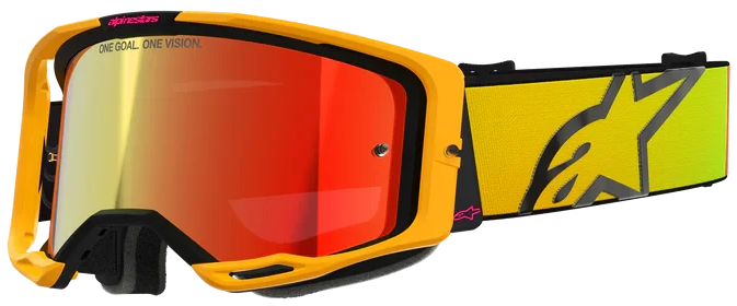 ALPINESTARS VISION 8 CORP YELLOW PINK MIRROR RED LENS GOGGLES