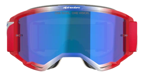 ALPINESTARS VISION 5 CORP RED WHITE BLUE MIRROR BLUE LENS GOGGLES