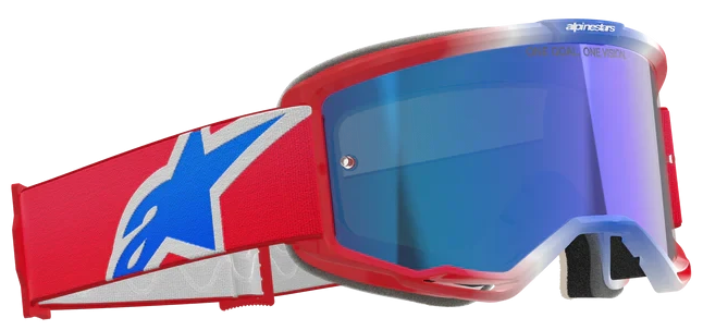 ALPINESTARS VISION 5 CORP RED WHITE BLUE MIRROR BLUE LENS GOGGLES