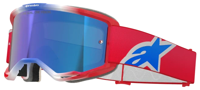 ALPINESTARS VISION 5 CORP RED WHITE BLUE MIRROR BLUE LENS GOGGLES