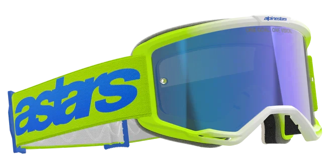 ALPINESTARS VISION 5 BLAZE FLUO YELLOW BLUE MIRROR BLUE LENS GOGGLES