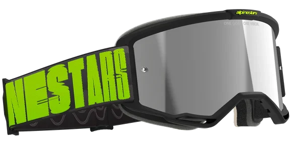 ALPINESTARS VISION 5 HOLLOW CHARCOAL YELLOW FLUO MIRROR SILVER LENS GOGGLES