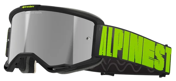 ALPINESTARS VISION 5 HOLLOW CHARCOAL YELLOW FLUO MIRROR SILVER LENS GOGGLES
