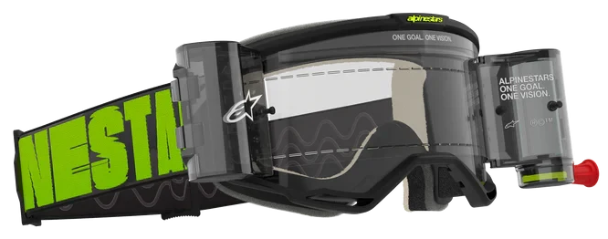 ALPINESTARS VISION 5 HOLLOW CHARCOAL FLUO YELLOW CLEAR LENS ROLL OFF GOGGLES