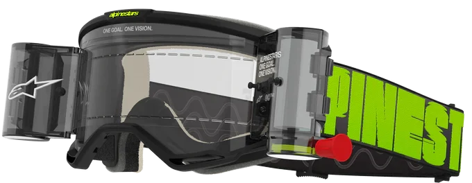 ALPINESTARS VISION 5 HOLLOW CHARCOAL FLUO YELLOW CLEAR LENS ROLL OFF GOGGLES