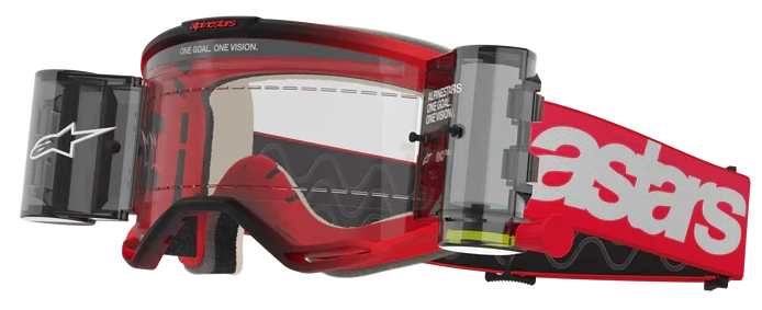 ALPINESTARS VISION 5 BLAZE RED CLEAR LENS ROLL OFF GOGGLES