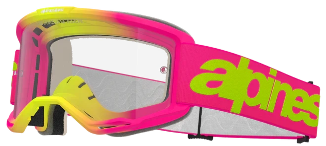ALPINESTARS VISION 5 WORDMARK PINK FLUO YELLOW CLEAR LENS GOGGLES