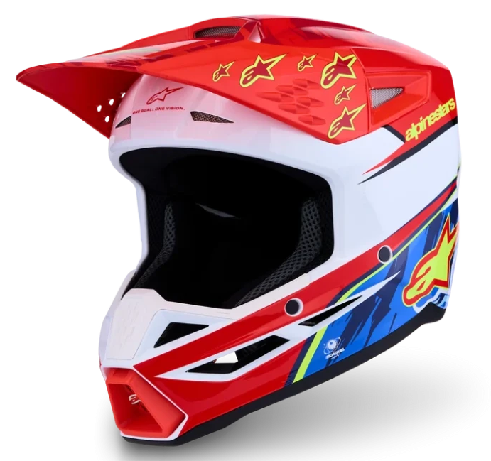 ALPINESTARS S-M3 FALCON RED FLUO / WHITE / BLUE / YELLOW FLUO GLOSSY