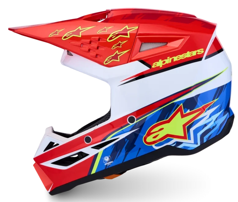 ALPINESTARS S-M3 FALCON RED FLUO / WHITE / BLUE / YELLOW FLUO GLOSSY