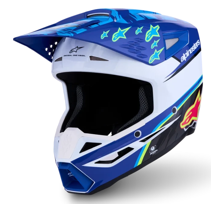 ALPINESTARS S-M3 FALCON BLUE / WHITE / BLACK / YELLOW FLUO GLOSSY
