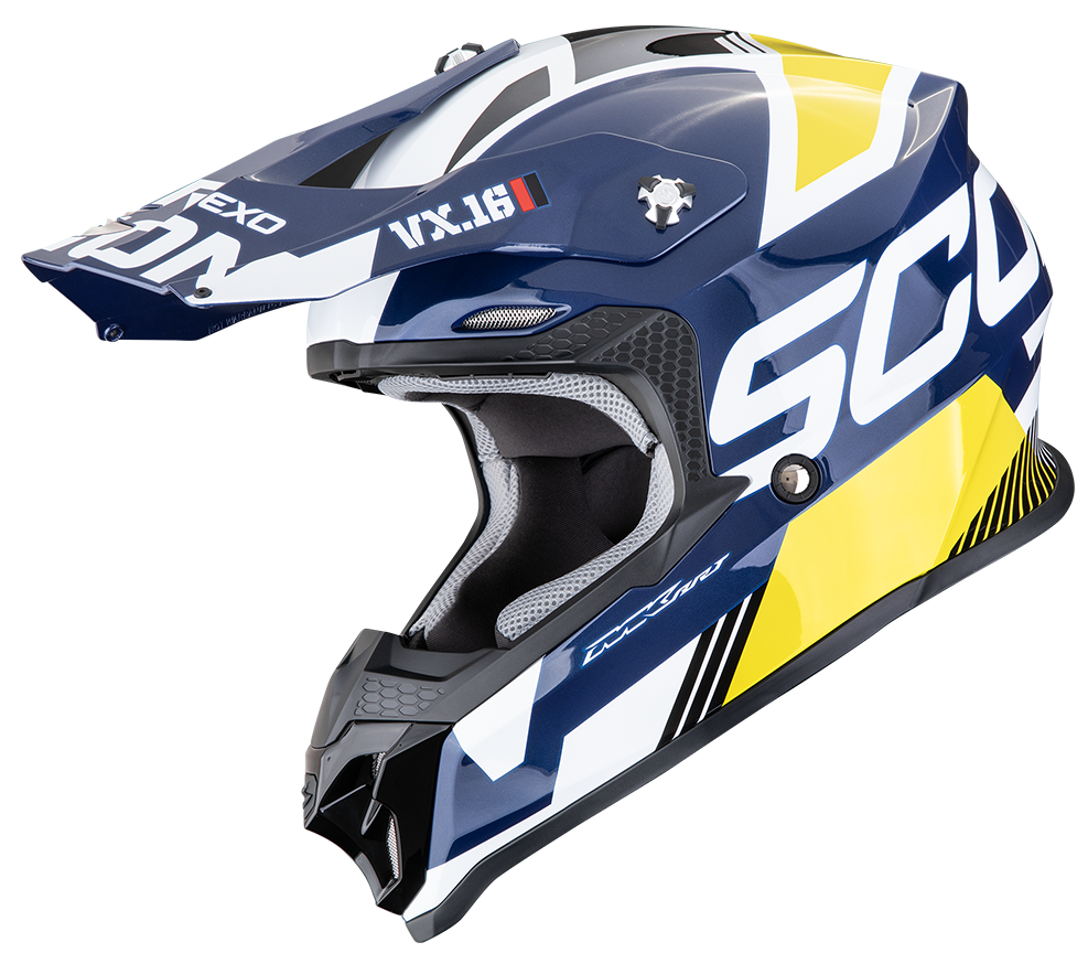 SCORPION VX-16 EVO AIR ANALOG WHITE / BLUE / YELLOW
