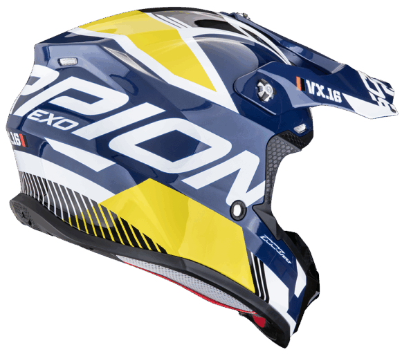 SCORPION VX-16 EVO AIR ANALOG WHITE / BLUE / YELLOW