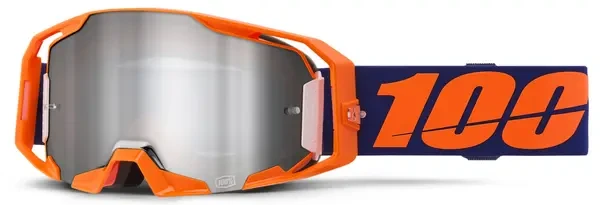 100% ARMATIC FLUOR ORANGE SILVER MIRROR LENS GOGGLE