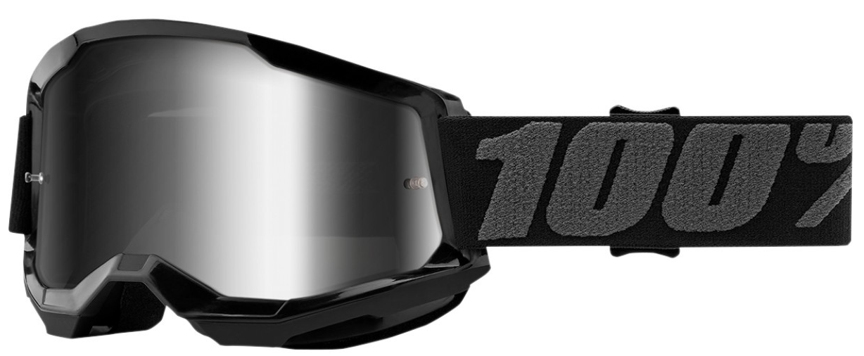 100% STRATA 2 BLACK SILVER MIRROR LENS GOGGLES