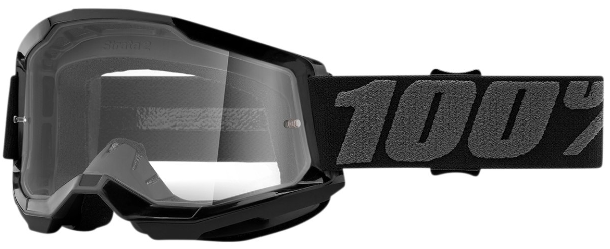100% STRATA 2 BLACK CLEAR LENS GOGGLES