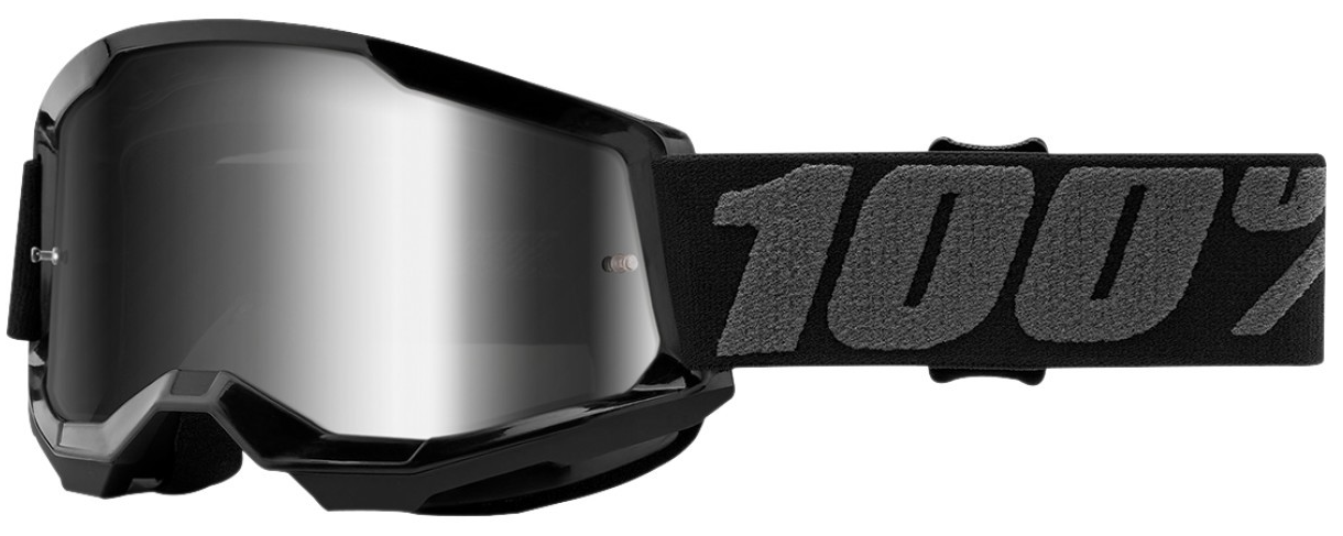 100% STRATA 2 JUNIOR BLACK SILVER MIRROR LENS GOGGLES