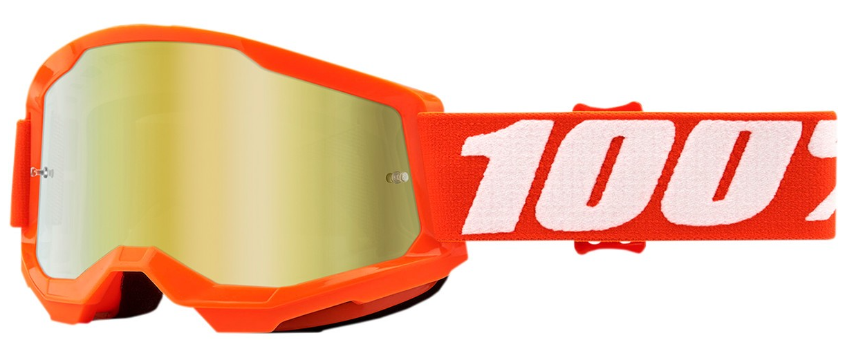 100% STRATA 2 JUNIOR ORANGE GOLD MIRROR LENS GOGGLES
