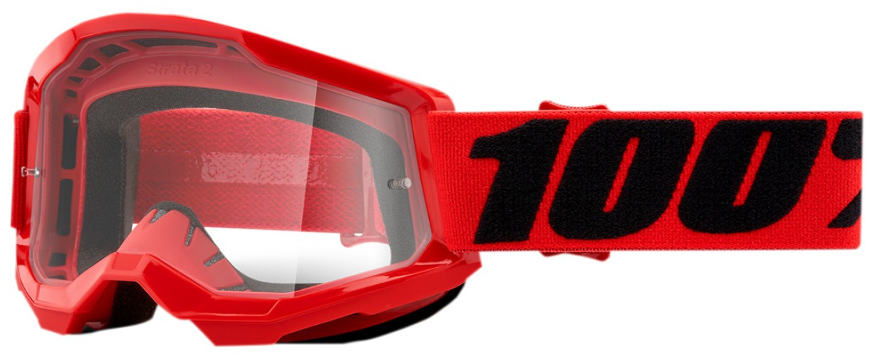 100% STRATA 2 JUNIOR RED CLEAR LENS GOGGLES