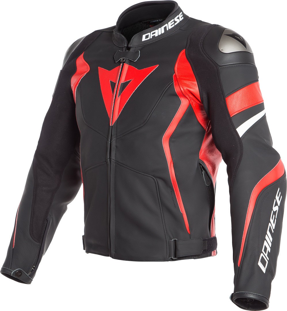 Dainese Avro 4 Black Matt / Lava Red / White Leather Jacket