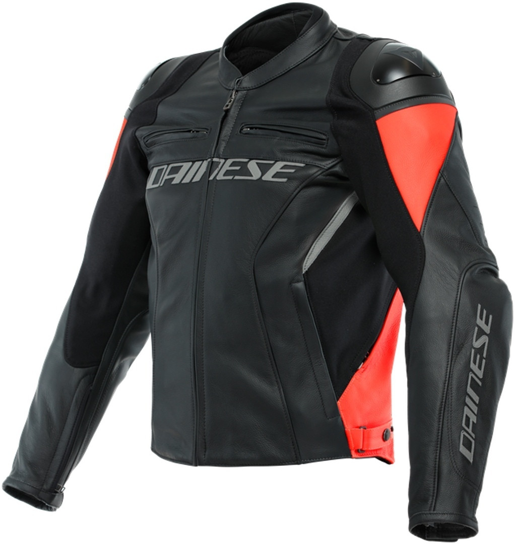 Dainese Racing 4  Black / Fluo Red Leather Jacket